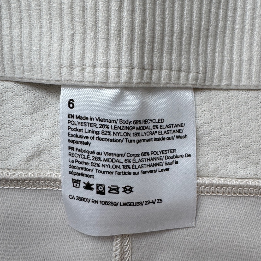 Lululemon Brushed Softstreme Ribbed Zip Flared Pant 32.5" in Bone - size 6 - Picture 8 of 10